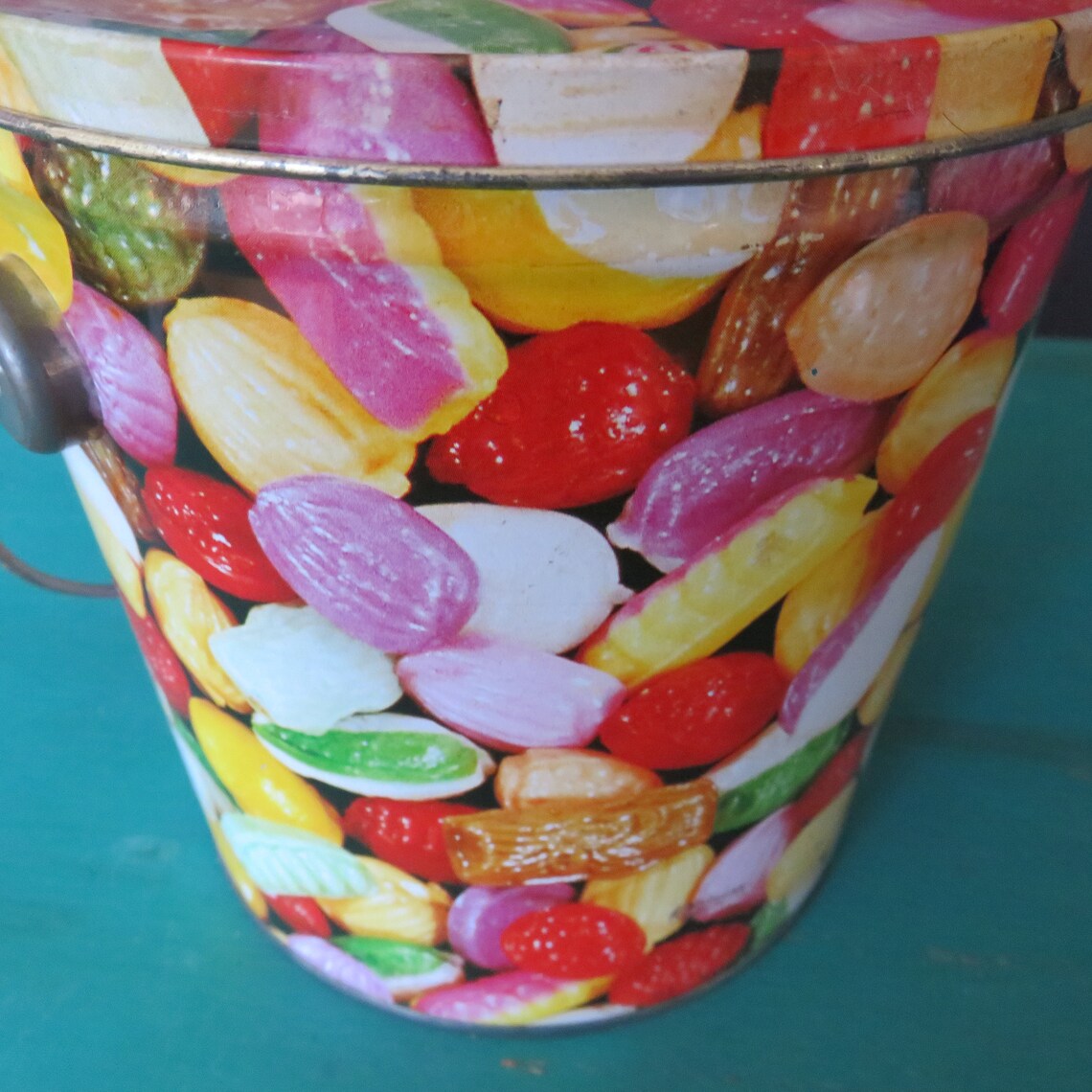 Vintage Cylindrical Hard Candy Design Tin Etsy