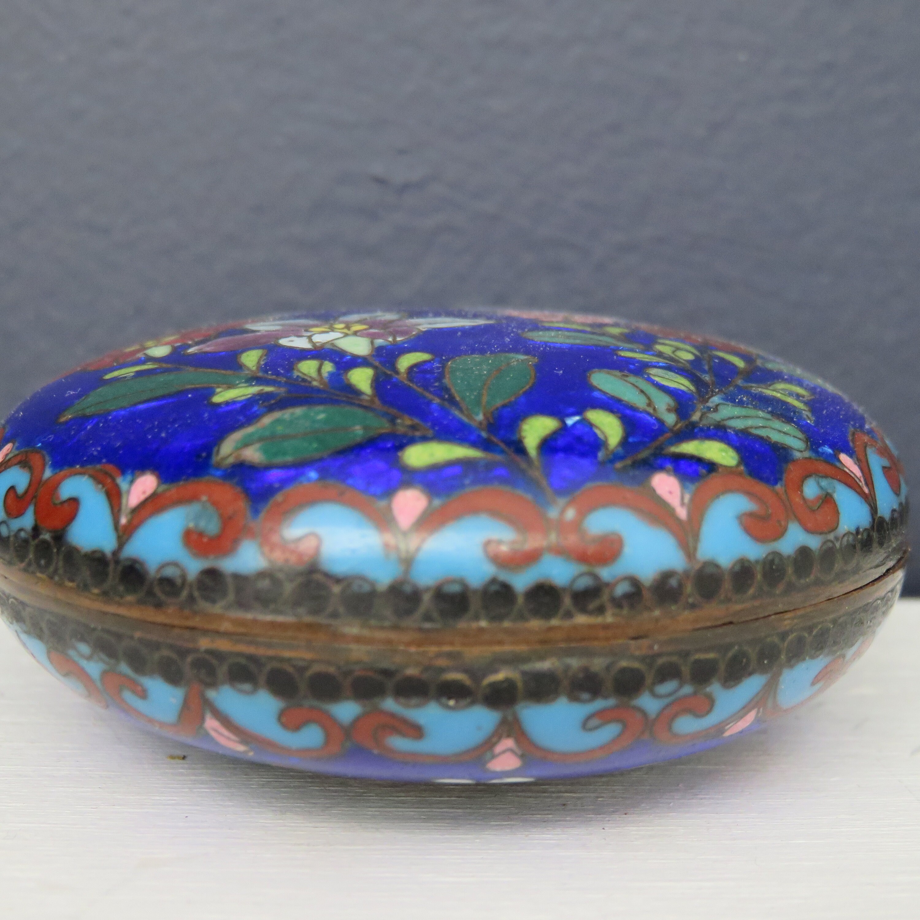 Small Enameled Cloisonne Round Pill Box / Trinket Box Etsy