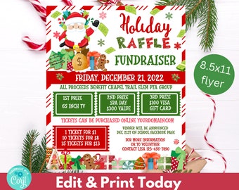 Christmas Raffle Ticket Fundraiser Flyer, Holiday Split the Pot Raffle ...