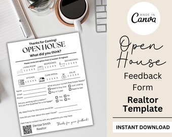 Open House Feedback Form Real Estate Agent Realtor Open House Printable Real Estate Marketing Instant Download Canva Template
