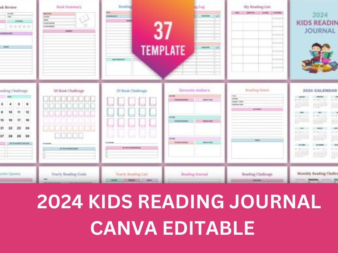 Kids Reading Journal Printable Bookshelf Reading Log for Kids Book ...