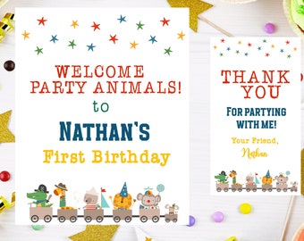 Party Animal Birthday Invitation Template Safari  Birthday Invitation Boy Birthday thank you tag Party animal Favor Tag Editable Template