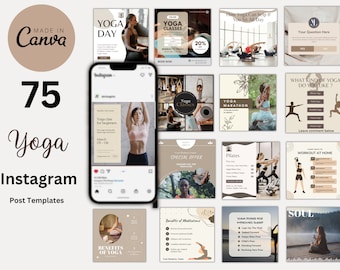 Yoga Instagram Post Templates Yoga Teacher Wellness coach Pilates  Fitness Instagram Influencer Template Yoga Social Media Posts Template