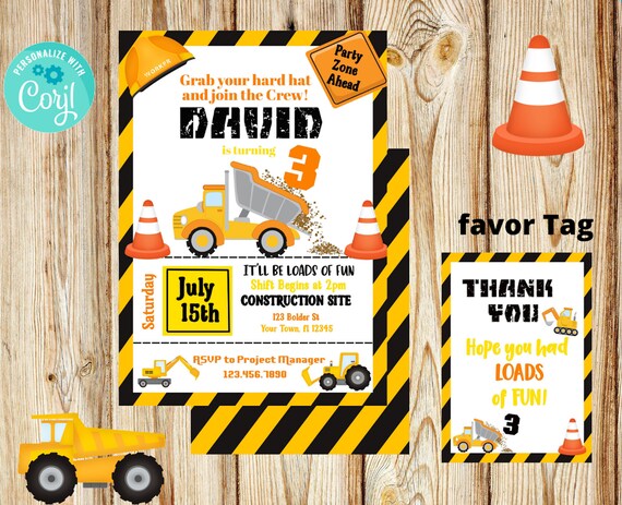 EDITABLE Construction Theme Birthday Invitation DIY Birthday Template Construction Birthday Stop the Traffic Construction party Invitation Il_570xn