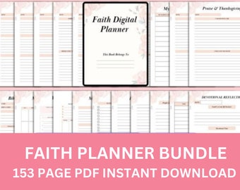 Faith Planner Bible Journal Printable Devotional Planner Bible Study Prayer Sermons Notes Scriptures Devotional Verses Digital Download