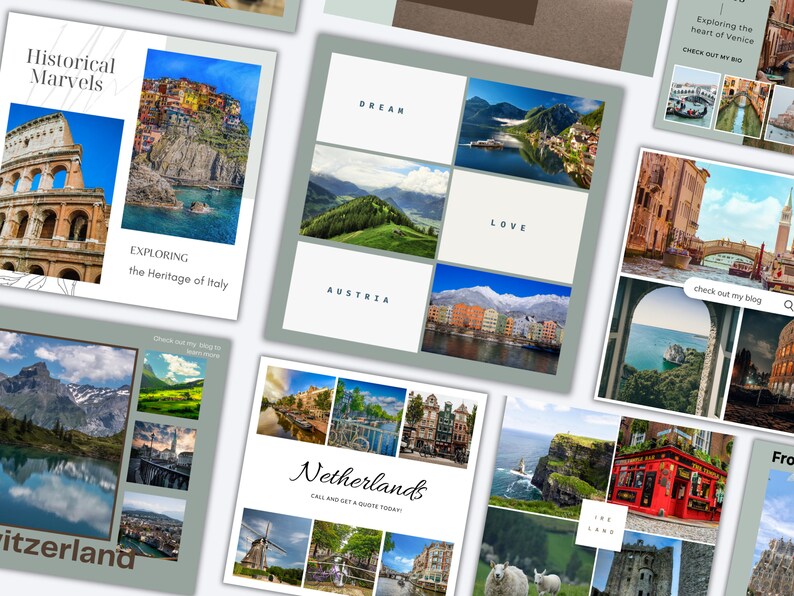 Travel Instagram Templates Travel Agent Instagram Post Travel Blogger Templates Travel Influencer Instagram Vacation Resort Template image 3