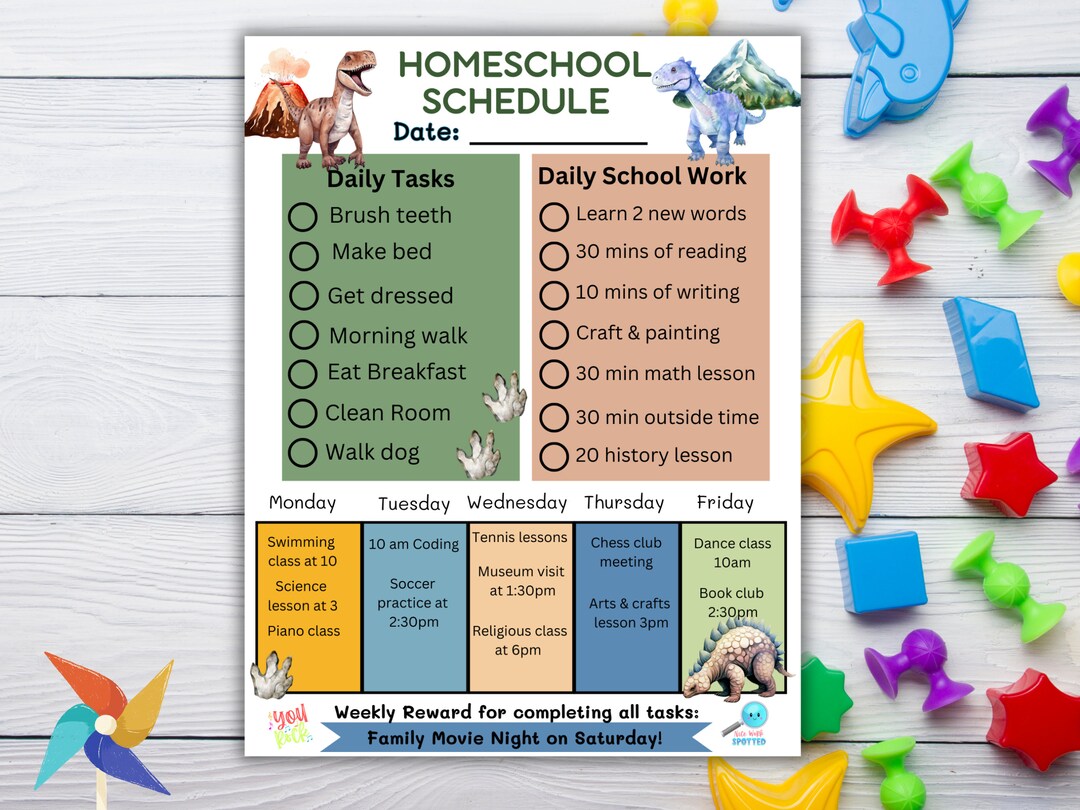 Editable Homeschool Schedule School Printable Kids Construction Theme ...