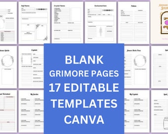 Editable Blank Grimoire Pages Printable Grimoire For Beginning Witches PDF A4 US Letter Size Instant Download