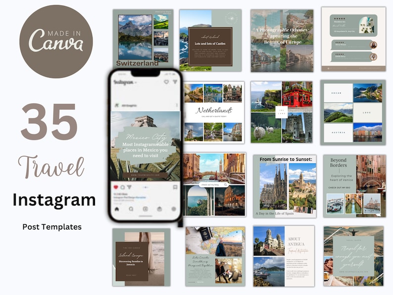 Travel Instagram Templates Travel Agent Instagram Post Travel Blogger Templates Travel Influencer Instagram Vacation Resort Template image 1