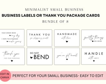 Business Thank You Card Editable Modern Printable Thanks For Your Purchase Card Printable Package Labels Small Business Package Insert Card