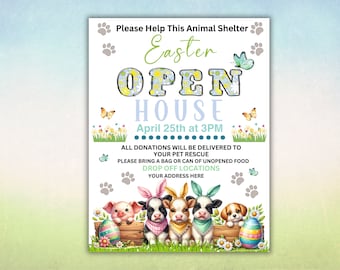 Spring Fundraiser Animal Theme Flyer Refuge Animal Sanctuary Flyer Animal Rescue Flyer Printable Handout Fundraiser Event Volunteer flyer