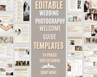 Wedding Photography Welcome Guide Pricing Guide Template Photographers Client guide Canva Template Wedding Photography Pricing List|