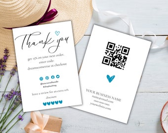 Business Thank You Card Editable, Modern Printable Thanks For Your Purchase Card, Small Business Package Insert Card, Customizable