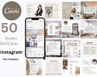 50 Real Estate Instagram Posts Social Media for Real Estate Agents  Real Estate Marketing  Facebook Post  Real Estate Canva Templates