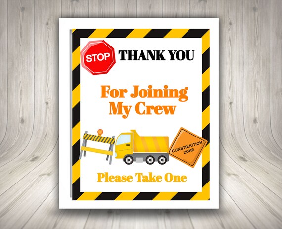 Construction Party Signs Construction Birthday Sign Thank you Sign Party Favor Sign Construction Favor Sign Construction Sign Il_570xn