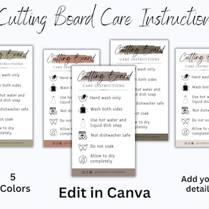 Ready To Print Cutting Board Care Card Template Printable Cutting Board Care Instructions Customizable Cutting Board Instructions Guide image 1