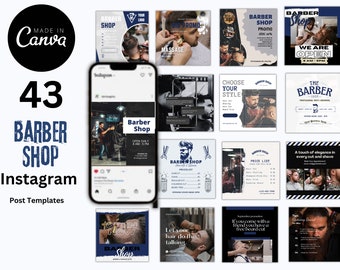 Barber Shop Canva Templates Pre-Made Instagram Posts  Barber Shop Business Promotion & Marketing Barber Branding Stylist Quotes Design