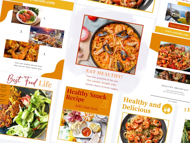 Food Instagram Posts Healthy Eating Recipe Branding Dietician Instagram Template Foodie Blogger Canva Template Social Media Marketing image 6
