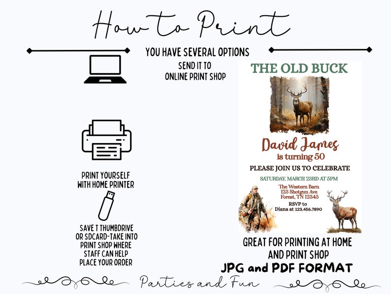 Old Buck Birthday Invitations Deer Birthday Invitation Deer Party Deer Birthday The Old Buck Any Age Hunting theme Invitation 50th Birthday imagem 3