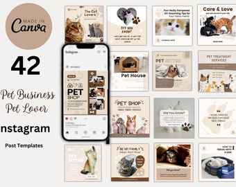 Pets Instagram Post Template Pet Shop Grooming Business Engagement Social Media Template Dog Cat Pet Lover Blogger Vet Template