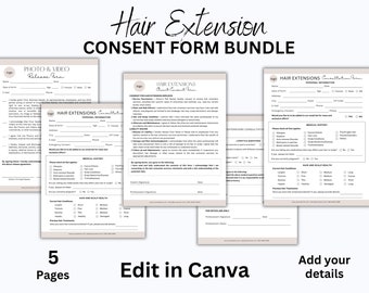 Editable Hair Extension Agreement Form Templates Hair Salon Canva Templates Hair Client Intake Forms Hair Extensions Form Printable Template