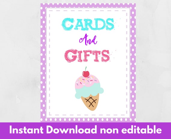 Ice Cream Party Sign Ice Cream Cards and Gifts Sign Ice Cream Sign ...