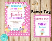 Ice Cream Birthday Invitation Printable Ice Cream Party Invite 1st Birthday Invite Ice Cream Party Invitation Ice Cream Party Favor Tag Il_170x135