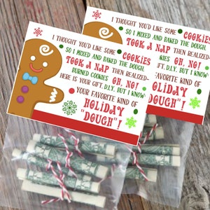 Holiday Dough Treat Bags & Toppers Christmas Gift Tags Christmas Treat Bag Topper Gift Bag Topper Christmas Tags Gingerbread Tag image 1