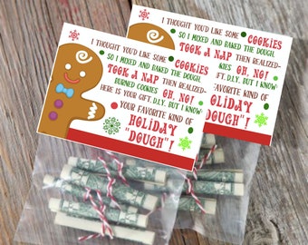 Holiday “Dough” Treat Bags & Toppers Christmas Gift Tags Christmas Treat Bag Topper Gift Bag Topper Christmas Tags Gingerbread Tag