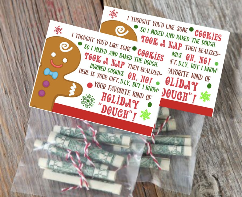 Holiday Dough Treat Bags & Toppers Christmas Gift Tags Christmas Treat Bag Topper Gift Bag Topper Christmas Tags Gingerbread Tag image 1