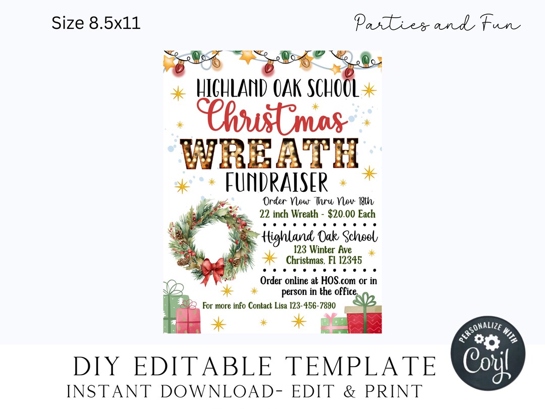 Christmas Wreath Fundraising Flyer Wreath Flyer Christmas Fundraising