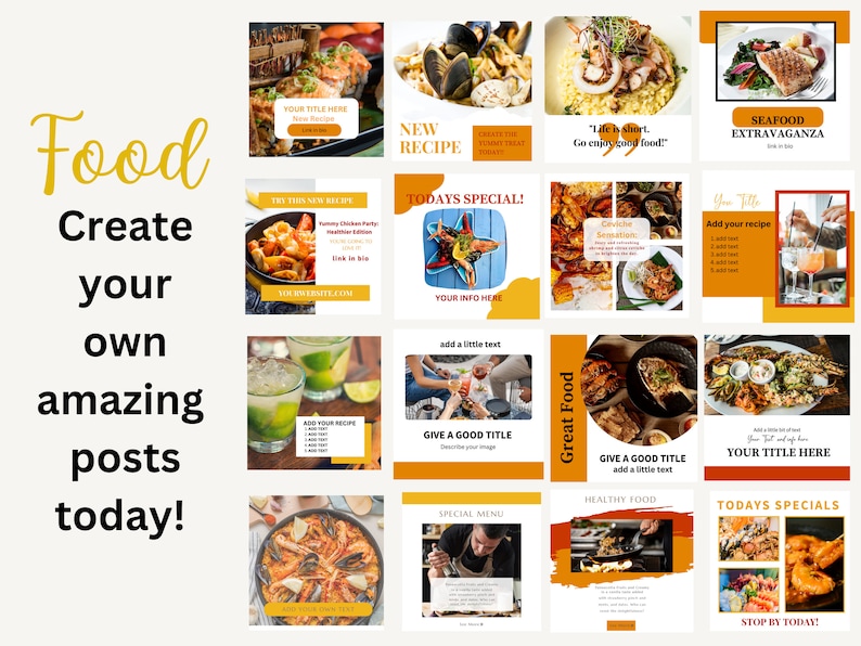 Food Instagram Posts Healthy Eating Recipe Branding Dietician Instagram Template Foodie Blogger Canva Template Social Media Marketing image 2