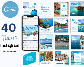 Travel Instagram Templates Beach Resort Travel Agent Instagram Post Travel Blogger Templates Travel Influencer Instagram Vacation Template