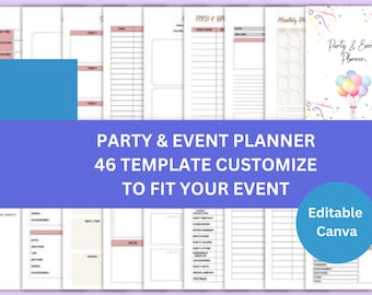 Bewerkbare evenementenplanner Sjabloon voor evenementenplanning Partijbudgetplanner Afdrukbare evenementenorganisator Evenementplannersjabloon PDF A4 A5 US Letter