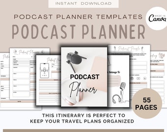Editable Podcast Planner BUNDLE Pack Podcast Template Content Calendar Podcast Checklist Printable Pod Cast Interview Script Tracker