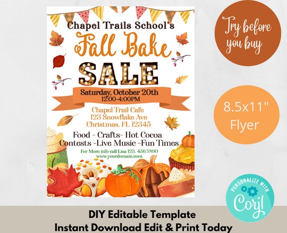 fall-bake-sale-fall-fundraiser-thanksgiving-bake-sale-etsy