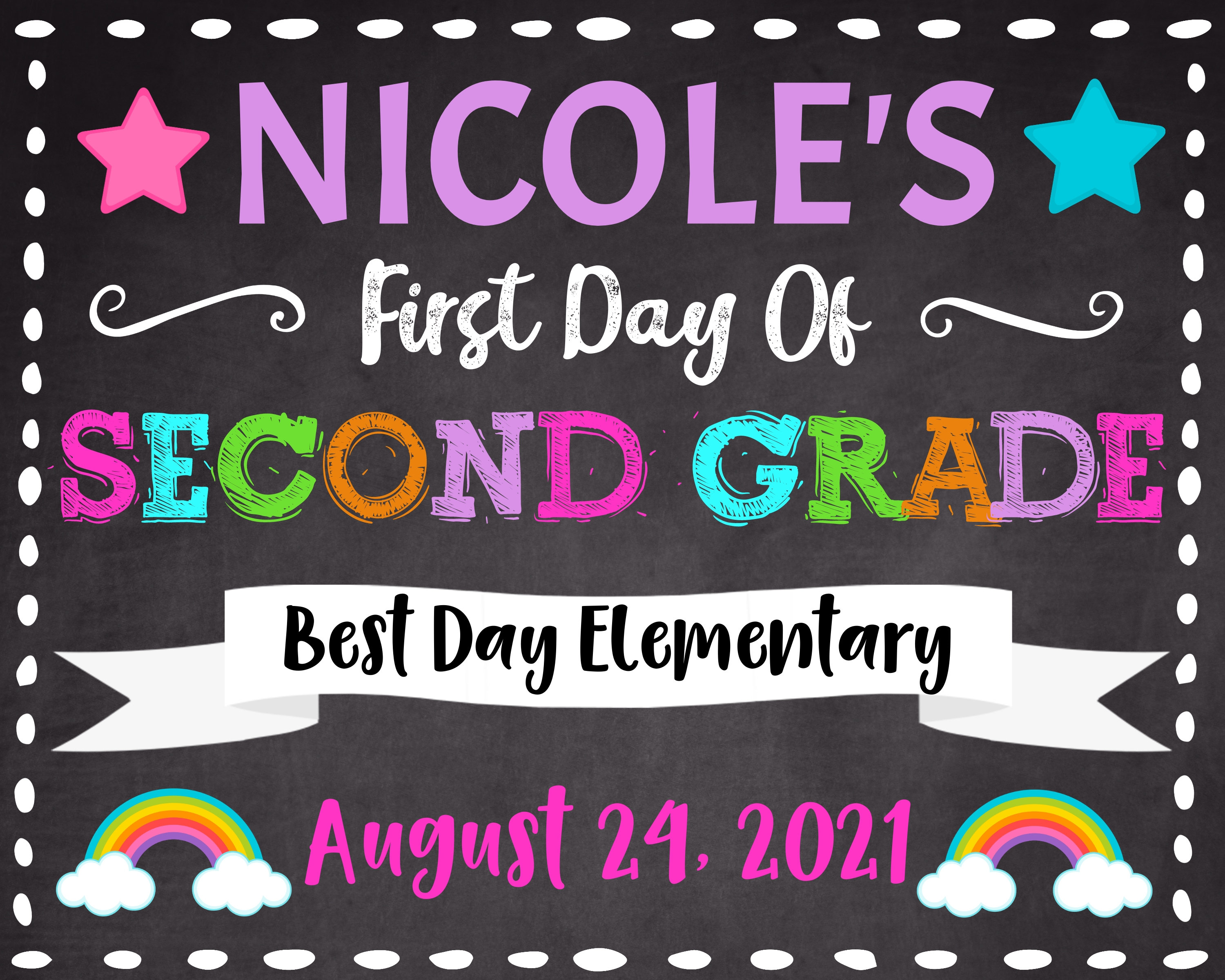 First Day of Second Grade Sign Printable Back To School Sign | Etsy