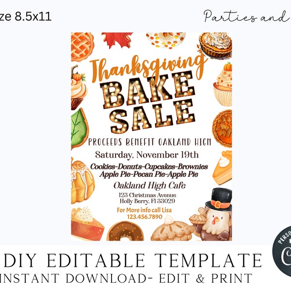 Bake Sale Flyer Thanksgiving Bake Sake Flyer Halloween Bake Sale Flyer Fundraiser Flyer Halloween Community Event Flyer School Event Flyer