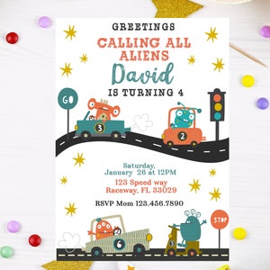 Space Birthday Party Invitation Template Alien Birthday Party Invitations Kid Birthday Invitations Alien Party Space Party Invites