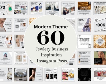 60 Modern Jewelry Business Template Modern Instagram Post Jewelry Instagram Black Gray white Branding Instagram Posts Canva Instagram post