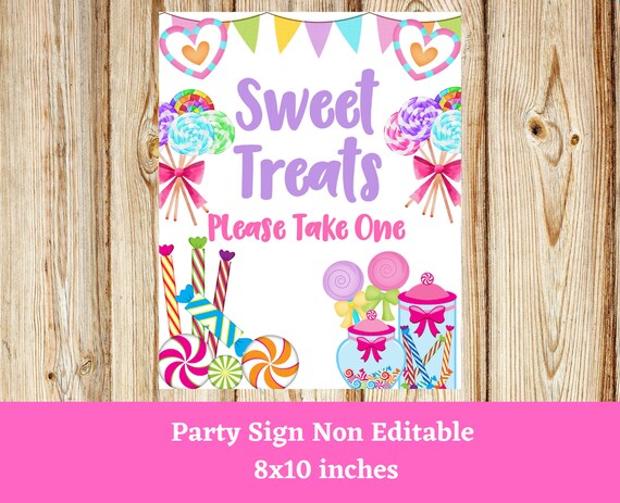 Candy Birthday Table Signs Sweet Treat Party Sign Candy Theme Party Decorations Two Sweet Birthday Sweet One Party Sweet Party Ice Cream Il_570xn