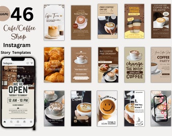 Coffee Instagram Posts Café Business Social Media Template Coffee Shop House Template Brown Neutral Beige Aesthetics Canva Template