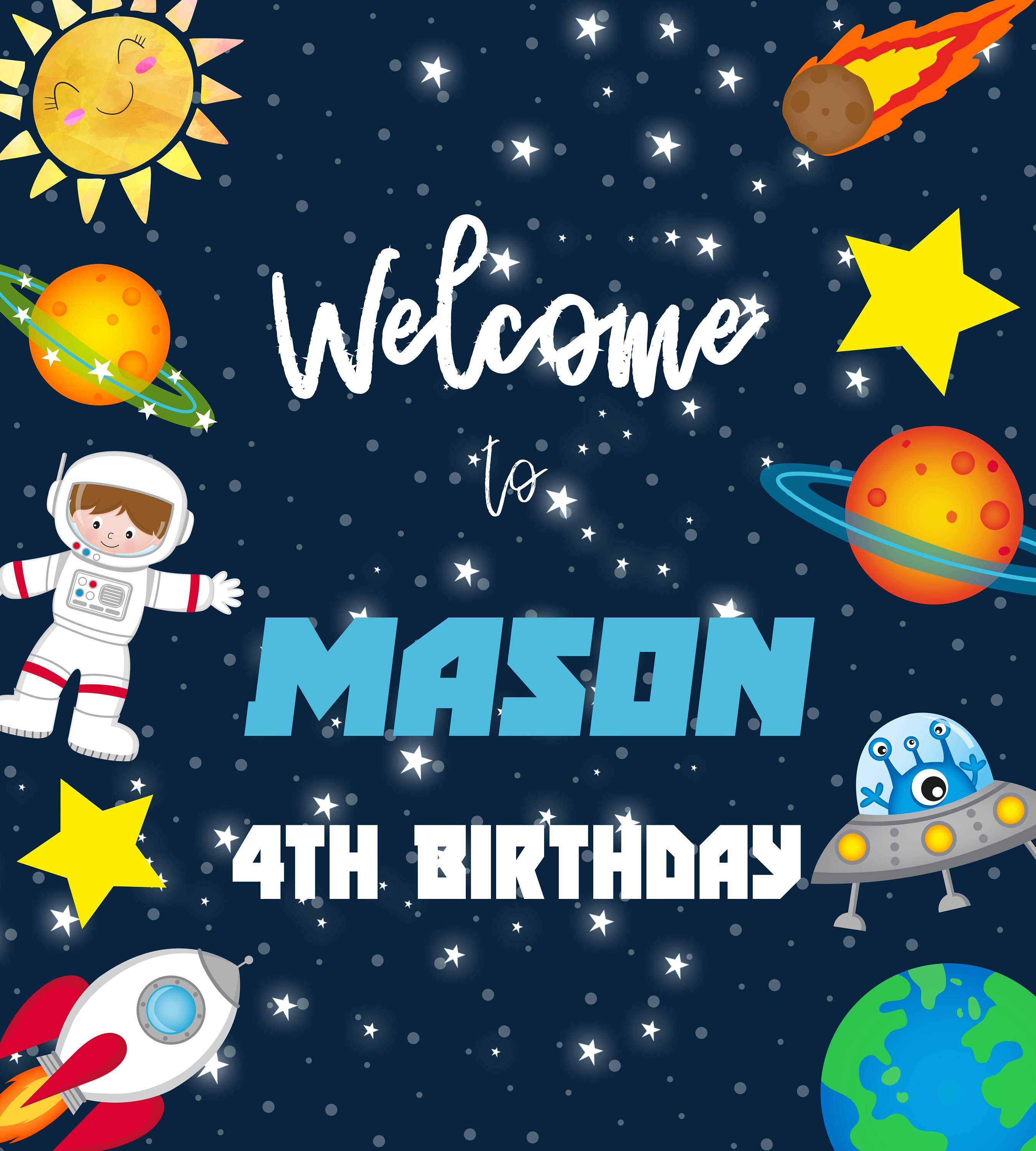 EDITABLE Outer Space Sign Outer Space 1st Birthday Etsy