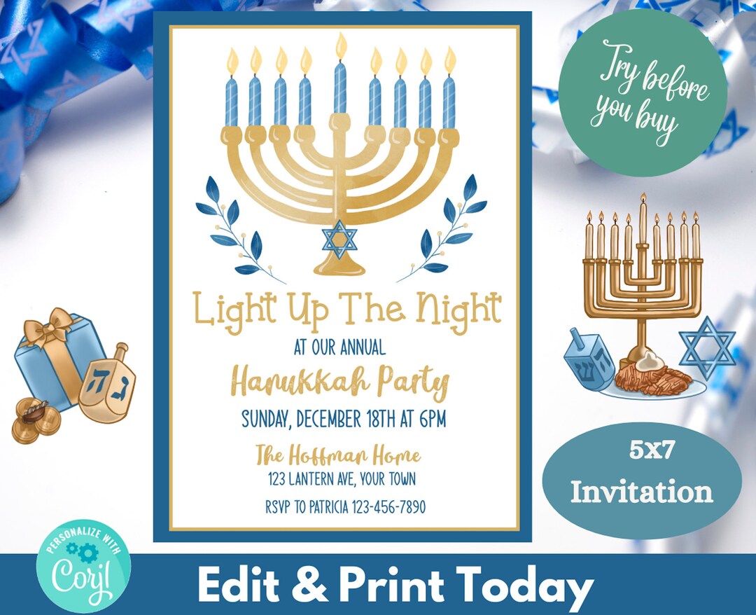 Hanukkah Celebration Invitation Hanukkah Celebration Etsy UK