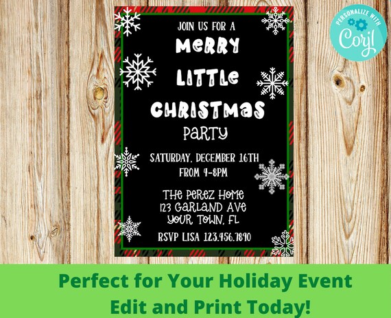 EDITABLE Plaid Christmas Party Invitation Buffalo Plaid Holiday Party ...