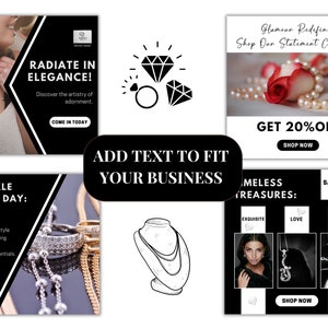 60 Jewelry Business Template Black and White Instagram Post Jewelry Instagram Black and white Branding Instagram Posts Canva Instagram post image 6