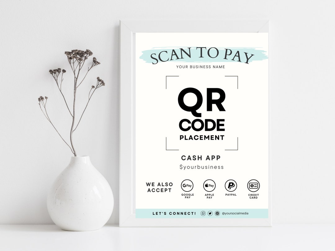 QR Code Sign Template Editable Scan to Pay Card Payment Printable ...