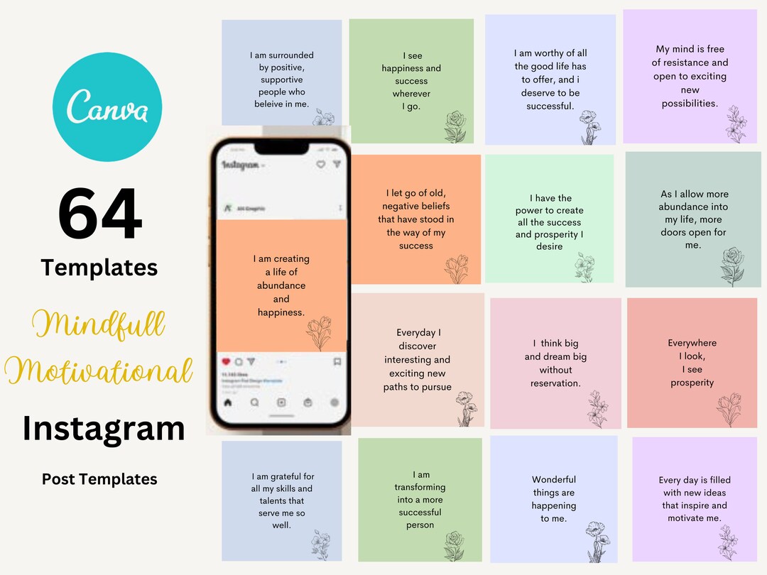 64 Mental Health Instagram Post Template Canva Social Media Engagement ...