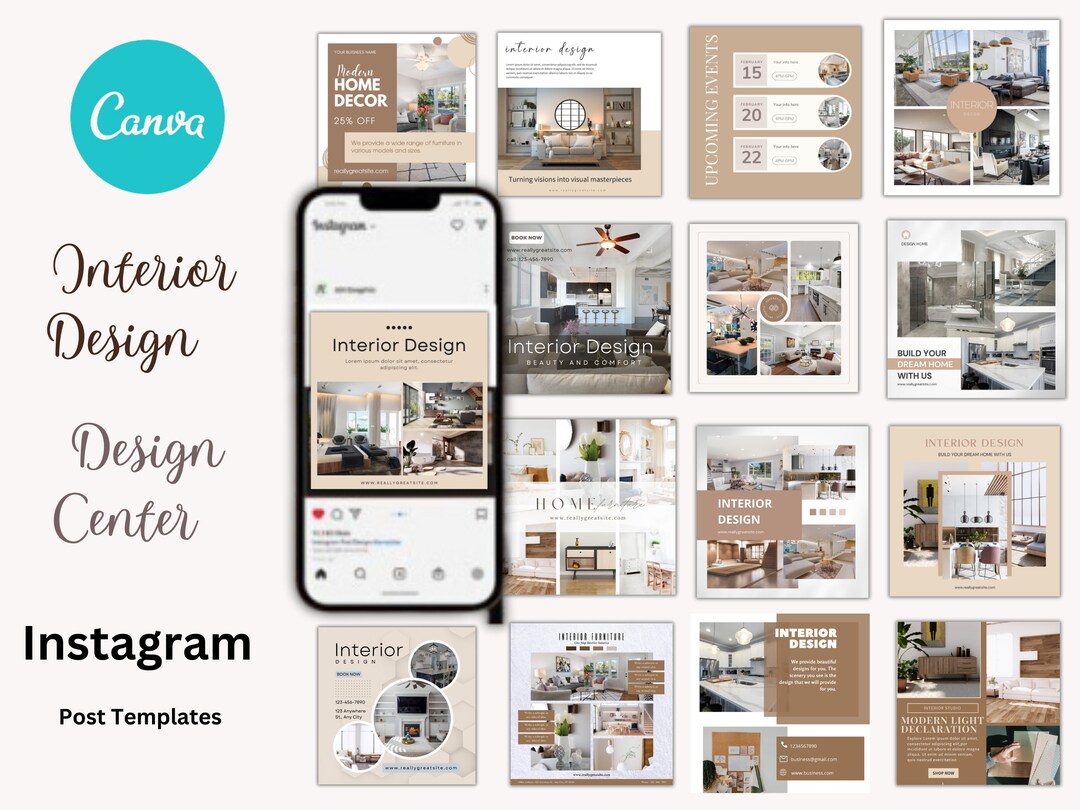 Interior Design Instagram Post Template Real Estate Social Media Posts ...