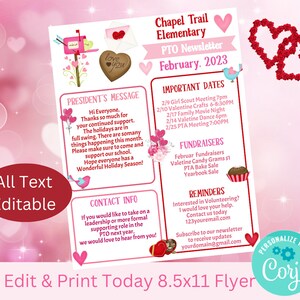 Valentine Candy Gram Printable Flyer PTA PTO Valentine's - Etsy